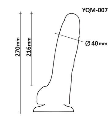 Фалоімітатор Гігант з мошонкою на присосці OYO YQM-007 (довжина 27 см, діаметр 4 см)