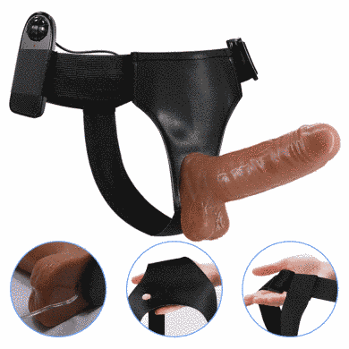 Страпон с вибрацией Ultra Passionate Harness Realdeal Penis 6.2'' - Brown, BW-022064Z