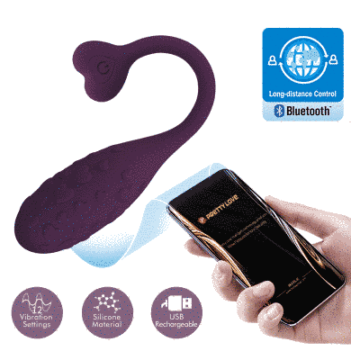 Віброяйце кероване смартфоном Pretty Love - Fisherman Purple Mobile APP, BI-300016HP-1