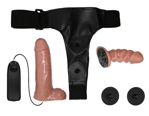 Страпон с вибрацией Ultra Passionate Harness Dual Penis 6,2'', BW-022066Z