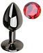 Анальная пробка с кристаллом EGZO - Dark Gray Round Plug Red, size S