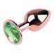 Анальная пробка с кристаллом EGZO - Rose Gold Round Plug Green size M