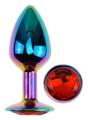 Анальная пробка с кристаллом EGZO - Multicolor Round Plug Red size S
