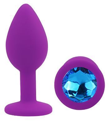 Силіконова анальна пробка EGZO - Silicone Purple Round Plug Blue, size S