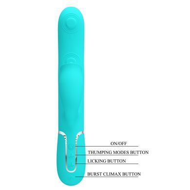 Пульсатор с клиторальным стимулятором серии Pretty Love - Gigi Green 7 thumping functions 7 licking modes, BW-500035-1