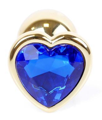 Анальная пробка Boss Series - Jewellery Gold Heart PLUG Dark Blue S, BS6400041