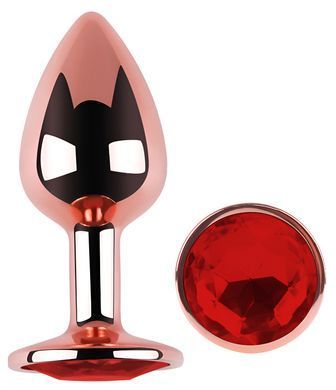 Анальная пробка с кристаллом EGZO - Rose Gold Round Plug Red size S