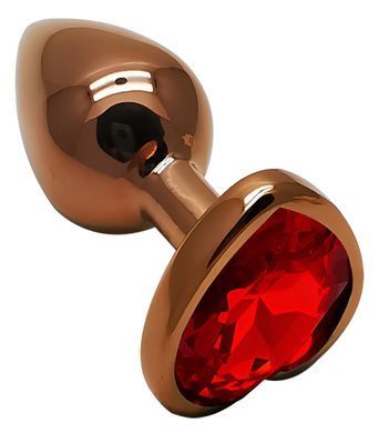 Анальная пробка с кристаллом EGZO - Dark Gold Heart Plug Red, size S