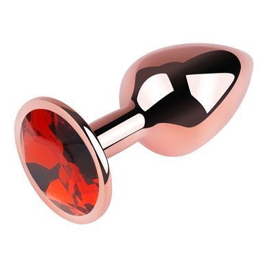 Анальная пробка с кристаллом EGZO - Rose Gold Round Plug Red size S