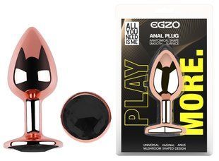 Анальная пробка с кристаллом EGZO - Rose Gold Round Plug Black size M