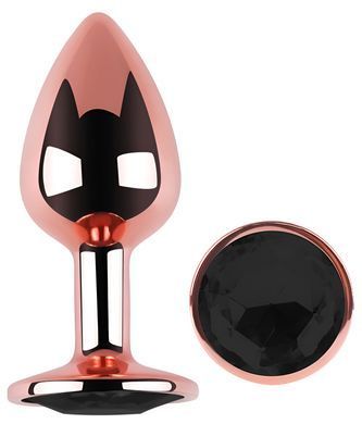 Анальная пробка с кристаллом EGZO - Rose Gold Round Plug Black size M