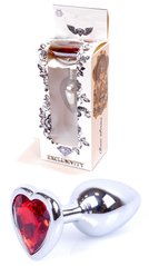 Анальний затор Boss Series - Jewellery Silver Heart PLUG Red S, BS6400046