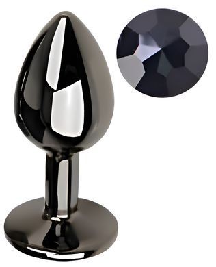 Анальная пробка с кристаллом EGZO - Dark Gray Round Plug Black, size S