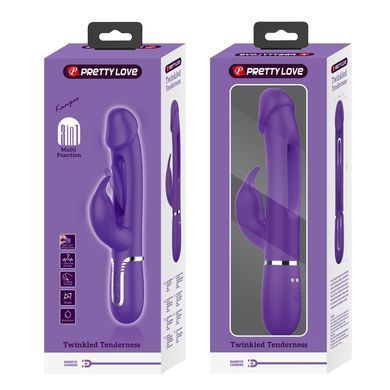Вібратор із стимулятором клітора PRETTY LOVE - Kampas Rabbit 3 in 1 Dark Purple, BW-500025-2