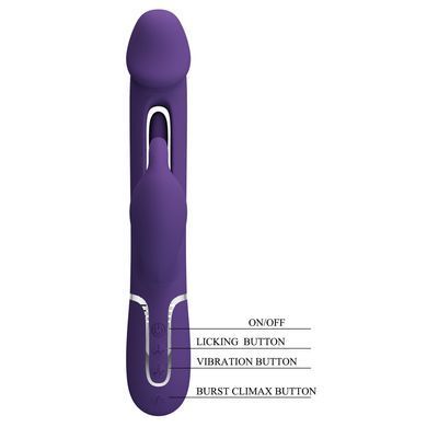 Вібратор із стимулятором клітора PRETTY LOVE - Kampas Rabbit 3 in 1 Dark Purple, BW-500025-2