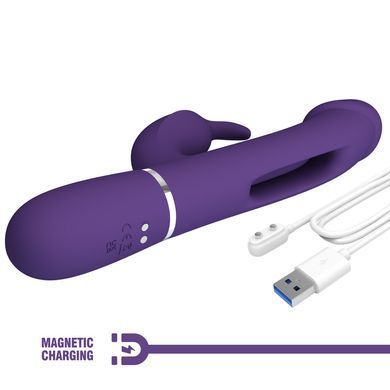 Вібратор із стимулятором клітора PRETTY LOVE - Kampas Rabbit 3 in 1 Dark Purple, BW-500025-2