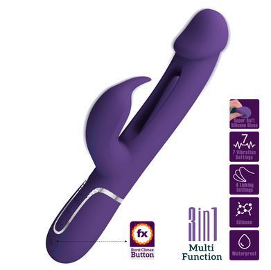 Вібратор із стимулятором клітора PRETTY LOVE - Kampas Rabbit 3 in 1 Dark Purple, BW-500025-2
