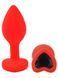 Силиконовая анальная пробка EGZO - Silicone Red Heart Plug Black, size S