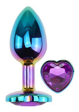 Анальна пробка з кристалом EGZO - Multicolor Heart Plug Purple size S