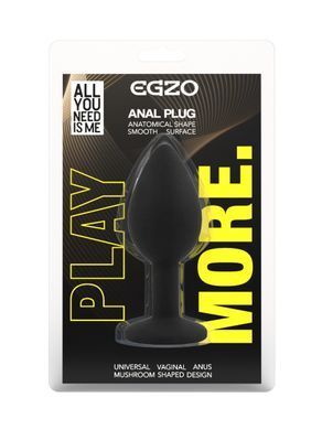 Силіконова анальна пробка EGZO - Silicone Black Round Plug Purple, size S