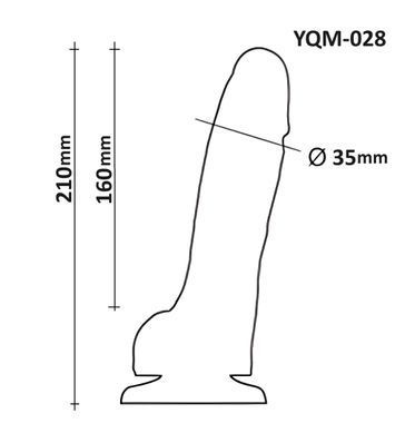 Фалоімітатор з мошонкою на присосці OYO YQM-0278 (довжина 21 см, діаметр 3.5 см)