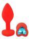 Силіконова анальна пробка EGZO - Silicone Red Heart Plug Aqua, size S