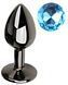 Анальная пробка с кристаллом EGZO - Dark Gray Round Plug Aqua, size S