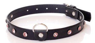 Ошейник из искуственной кожи с кристаллами Fetish Boss Series - Collar Pink Crystal, BS3300120