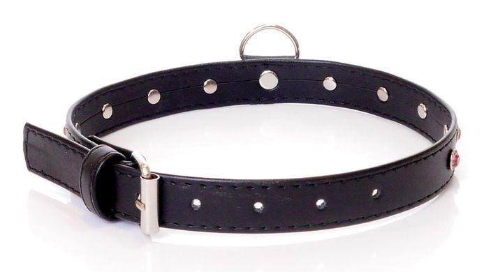 Нашийник зі штучної шкіри з кристалами Fetish Boss Series - Collar Pink Crystal, BS3300120