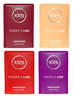 Набор из 20 шт ароматизированных универсальных гелей-лубрикантов EXS Flavoured Lube Sachets, 20х5 ml