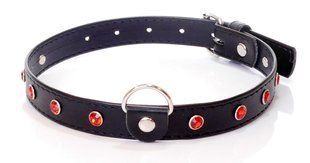 Ошейник из искуственной кожи с кристаллами Fetish Boss Series - Collar Red Crystal, BS3300121